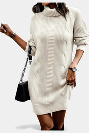 Ruchamit - Einfarbiges Strick Kleid Mit Rollkragen