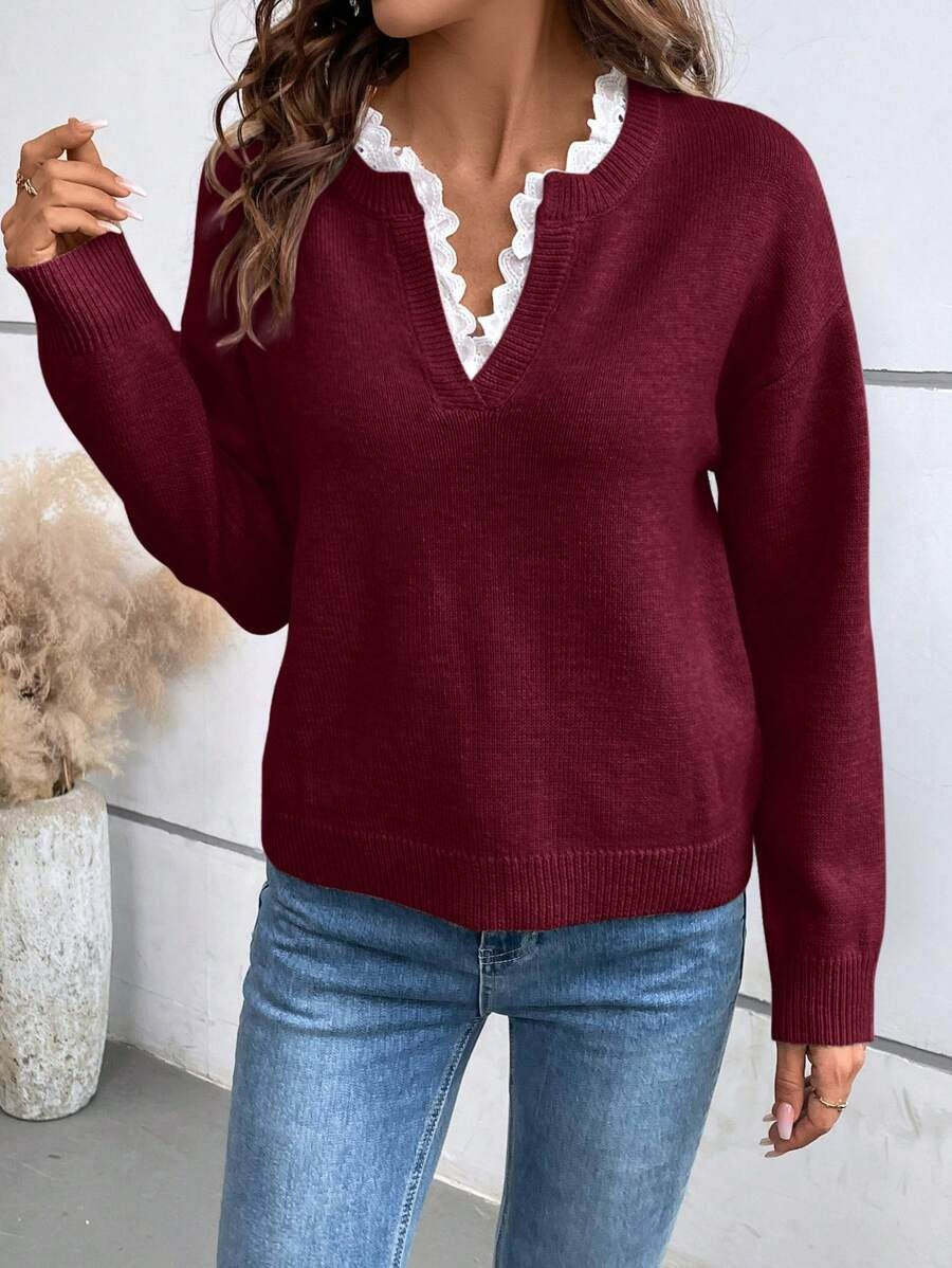 SADINE / ELEGANTER PULLOVER MIT V-AUSSCHNITT