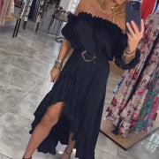 Maria | Schwarzes schulterfreies langes Kleid