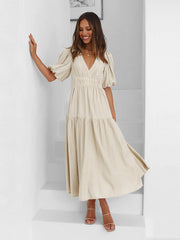 Elegantes Maxikleid mit Puffärmeln für jeden Anlass