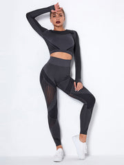 Lea | Nahtloses 2-teiliges Sportset mit Struktur-Design