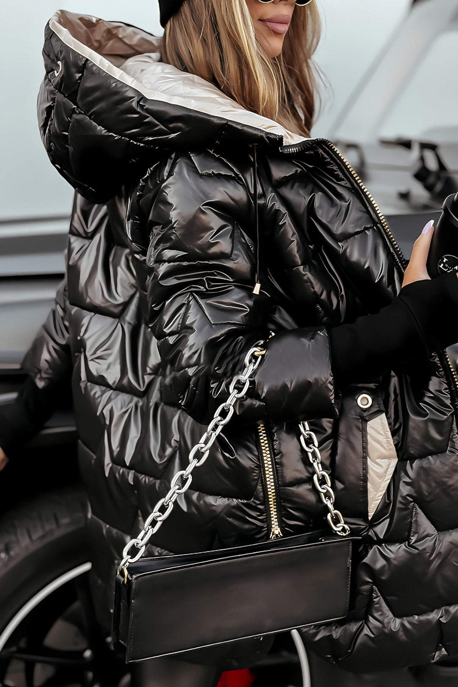 Modische Mittellange Winterjacke Für Damen | Mit Kapuze
