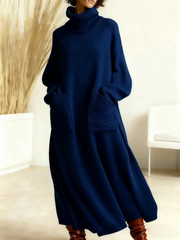 Glenda™ - Damen Oversize Strickkleid Rollkragen