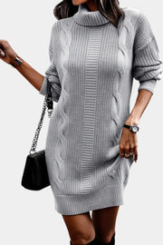 Ruchamit - Einfarbiges Strick Kleid Mit Rollkragen