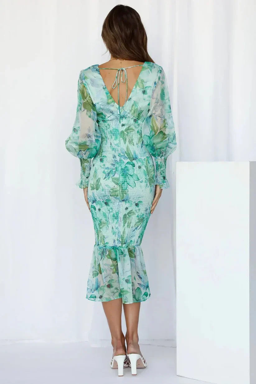Florales Midikleid für Damen | Elegantes Sommerkleid aus hochwertigem, leichtem Stoff