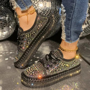 Lässige Plateau-Turnschuhe für Frauen mit Strasssteinen aus Kunststoff - Lidia