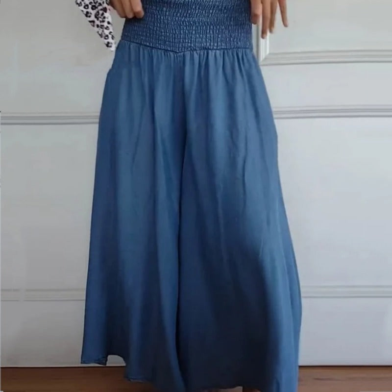 Lilie | Damenjeans mit weitem Bein und hoher Taille und Taschen