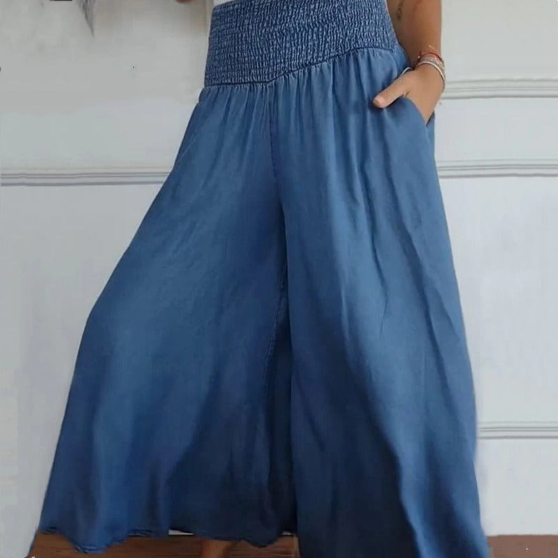 Lilie | Damenjeans mit weitem Bein und hoher Taille und Taschen