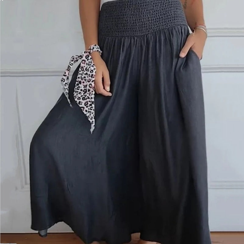 Lilie | Damenjeans mit weitem Bein und hoher Taille und Taschen