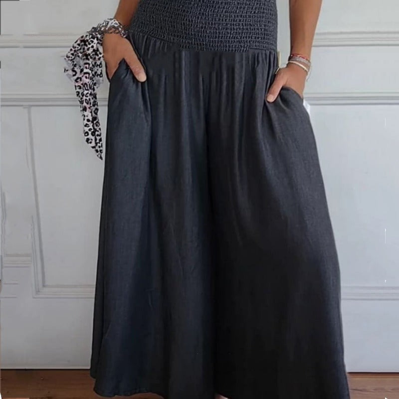 Lilie | Damenjeans mit weitem Bein und hoher Taille und Taschen