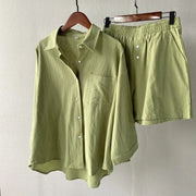 Lässiges, locker sitzendes Baumwoll-Leinen-Set für Damen - Camila
