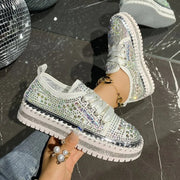 Lässige Plateau-Turnschuhe für Frauen mit Strasssteinen aus Kunststoff - Lidia