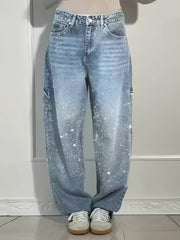 Sami - Stilvolle Weitbein-Jeans mit Glitzer