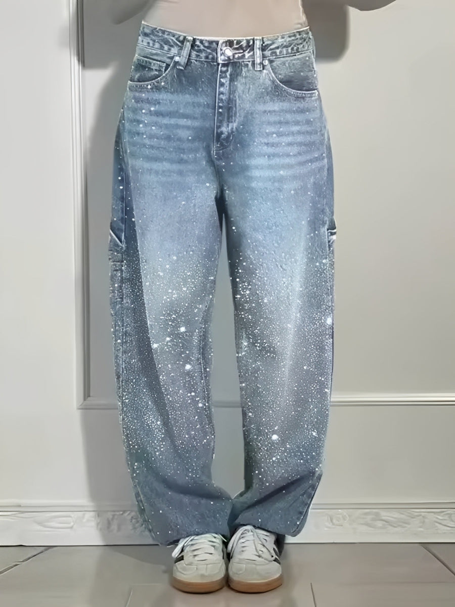 Sami - Stilvolle Weitbein-Jeans mit Glitzer