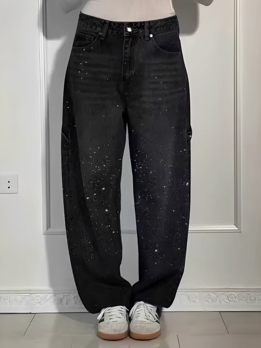 Sami - Stilvolle Weitbein-Jeans mit Glitzer