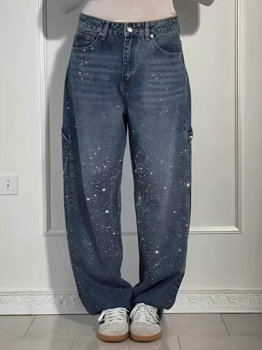 Sami - Stilvolle Weitbein-Jeans mit Glitzer