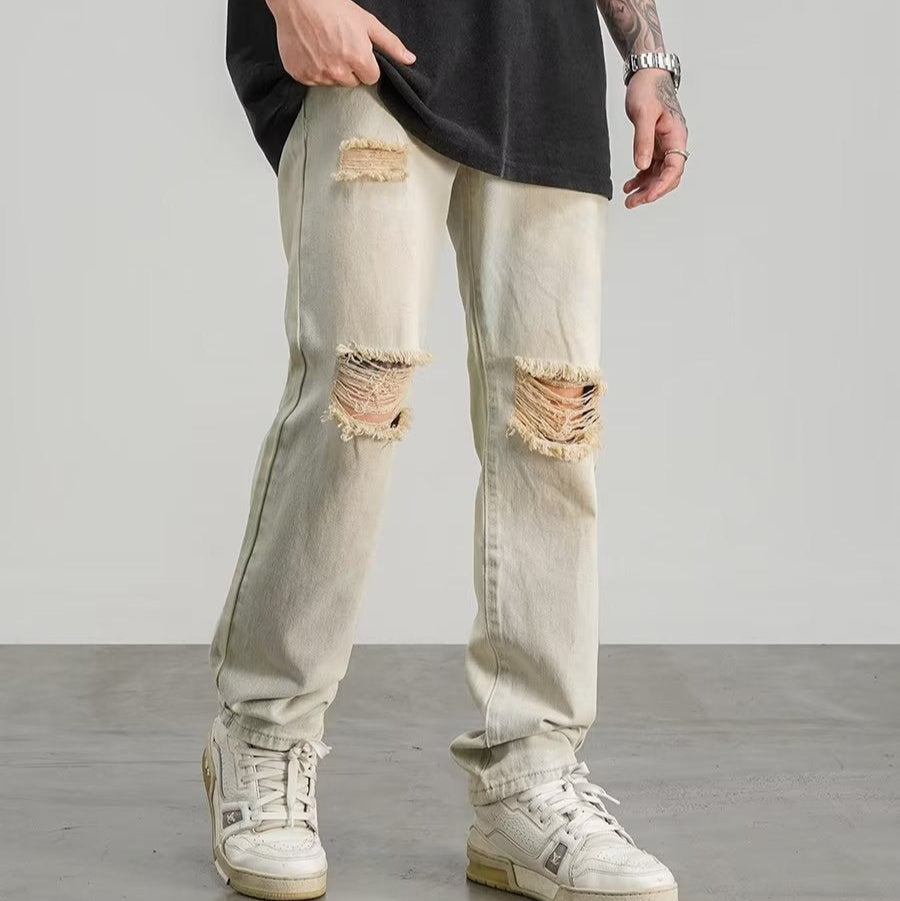 Gerade geschnittene Jeans aus zerrissenem Denim für Männer - Gael