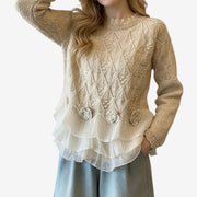 Nessa – Rundhals Strickpullover mit Struktur