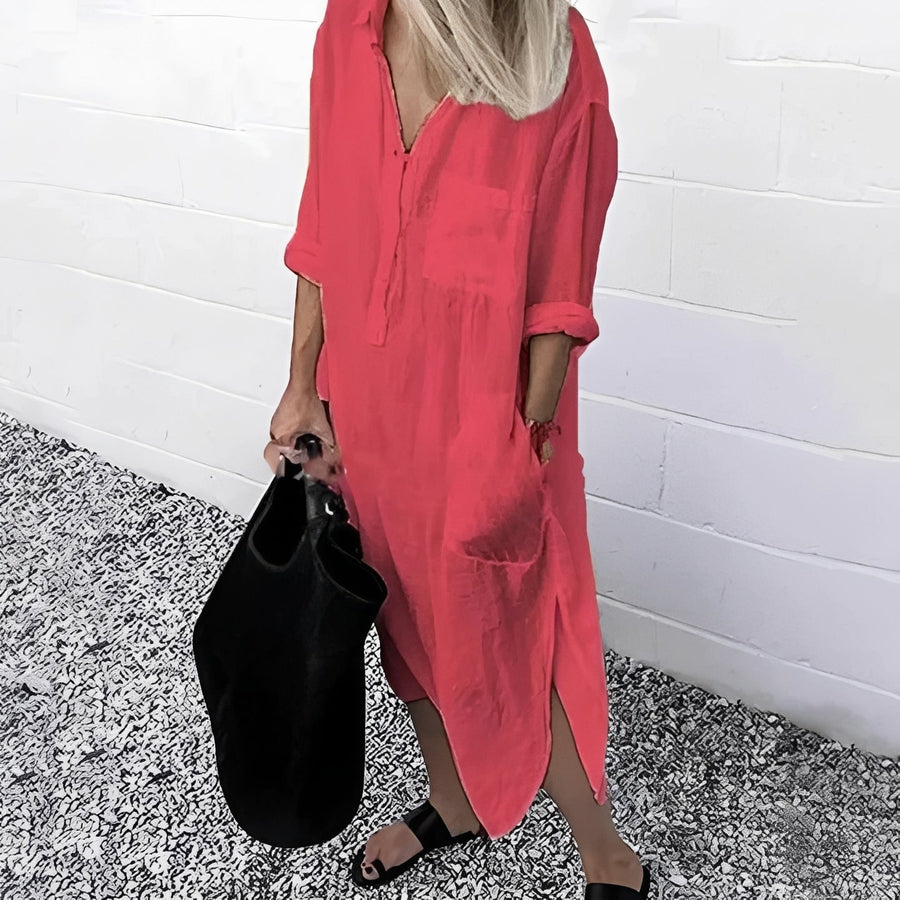 Susan - Lässiges Lockeres Schlitzkleid