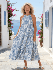 Isadora | Damen Ärmelloses Stufenkleid Stehkragen – Elegantes Sommerkleid Alltag 2026