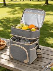 Isolierte Kühltasche zweistöckig mit Schultergurt