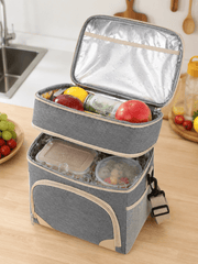Isolierte Kühltasche zweistöckig mit Schultergurt