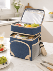Isolierte Kühltasche zweistöckig mit Schultergurt