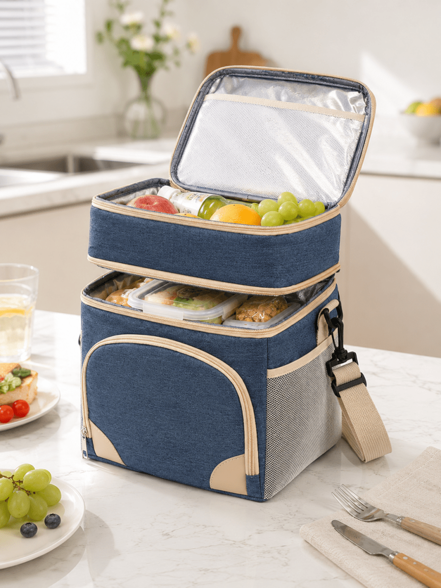 Isolierte Kühltasche zweistöckig mit Schultergurt
