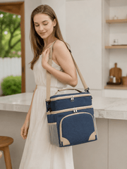 Isolierte Kühltasche zweistöckig mit Schultergurt