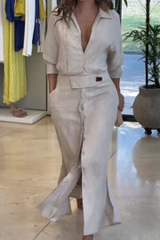 Jeanette | Maxikleid mit V-Ausschnitt