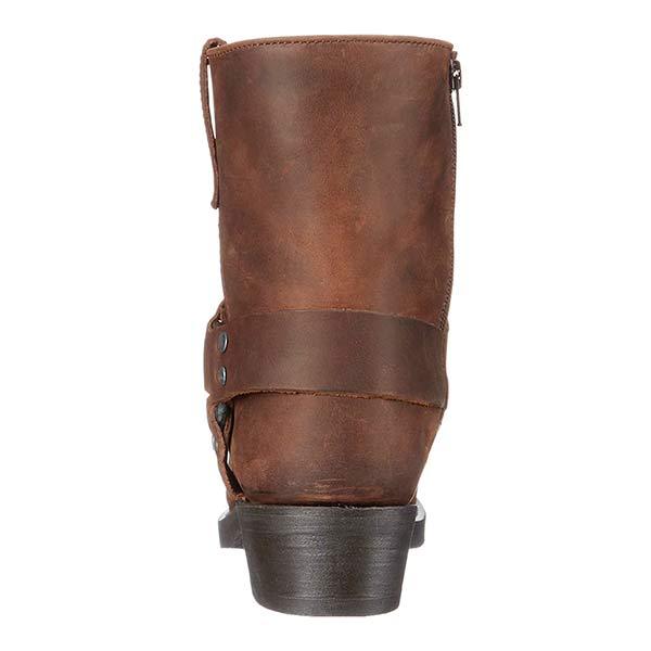 Damen-Mid-Cut-Lederstiefel im Bikerstil mit Harness-Detail