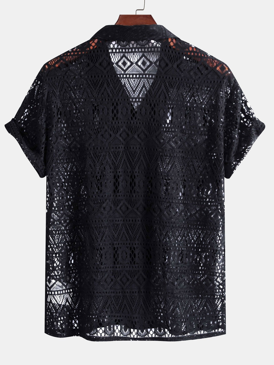David | Transparente Häkelshirt mit Ethno-Muster