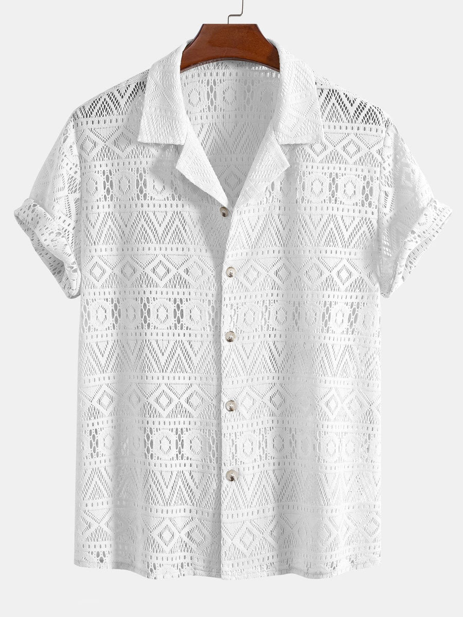 David | Transparente Häkelshirt mit Ethno-Muster