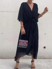 GINEVRA | Langes elegantes Kleid mit femininer Ausschnitt