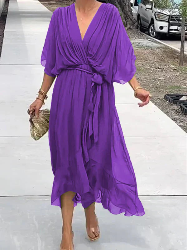 GINEVRA | Langes elegantes Kleid mit femininer Ausschnitt
