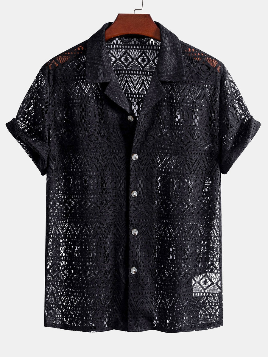 David | Transparente Häkelshirt mit Ethno-Muster