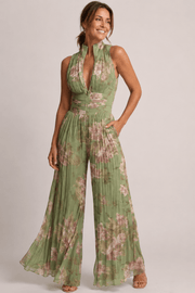 Jumpsuit Damen mit Weitem Bein und Blumenmuster