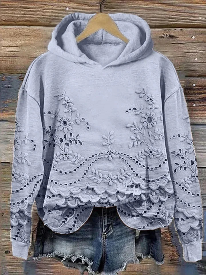 Hoodie mit floraler Stickerei und lässigem Schnitt