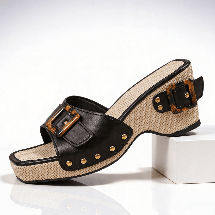 Keilsandalen Damen mit Schnalle und Nieten