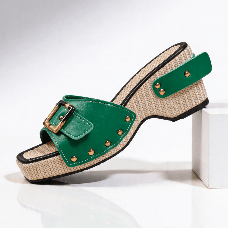 Keilsandalen Damen mit Schnalle und Nieten