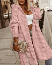 Cytheria – Langärmelige Strickjacke Mit Kapuze Und Zopfmuster