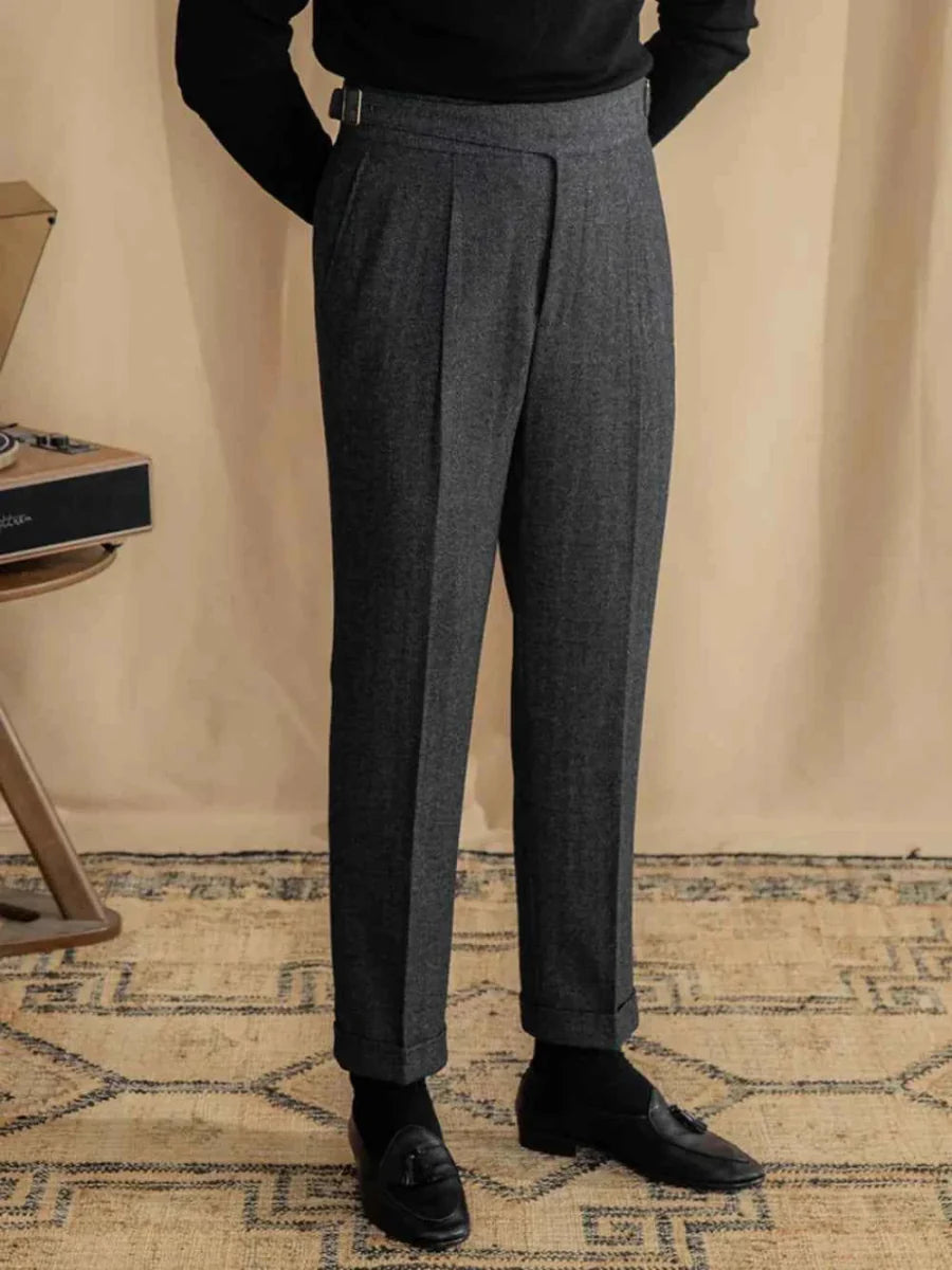 Klassische Wollhose mit Bundfalten Herren