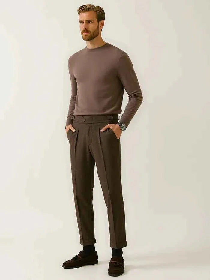Klassische Wollhose mit Bundfalten Herren