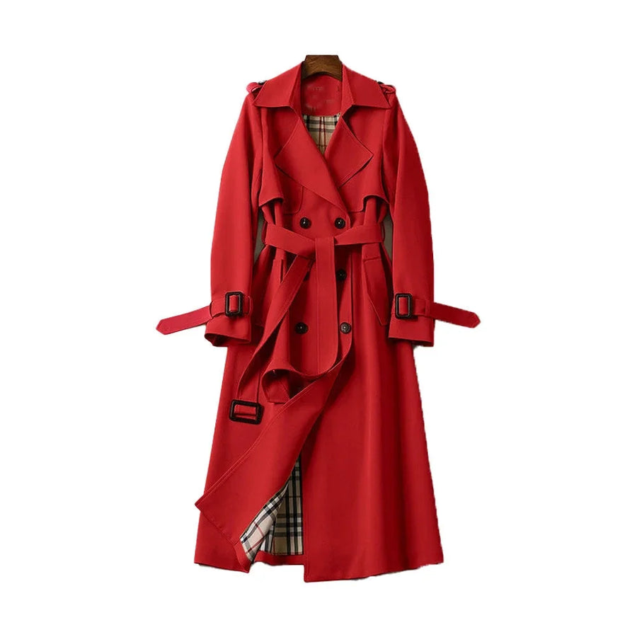 Klassischer Damen Trenchcoat mit Gürtel und Doppelkragen