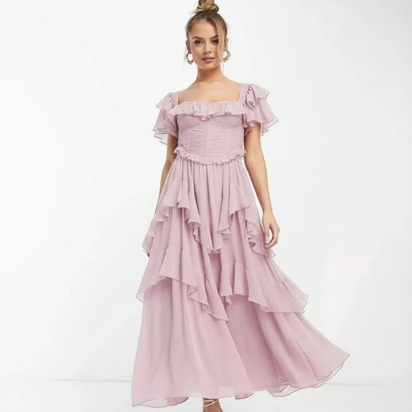 Freyna Kleid – Zweiteiliges Rüschen-Midi-Kleid mit Korsett