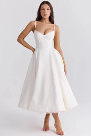 Satin-Korsett-Midi-Kleid für Damen | Hochzeitsgast