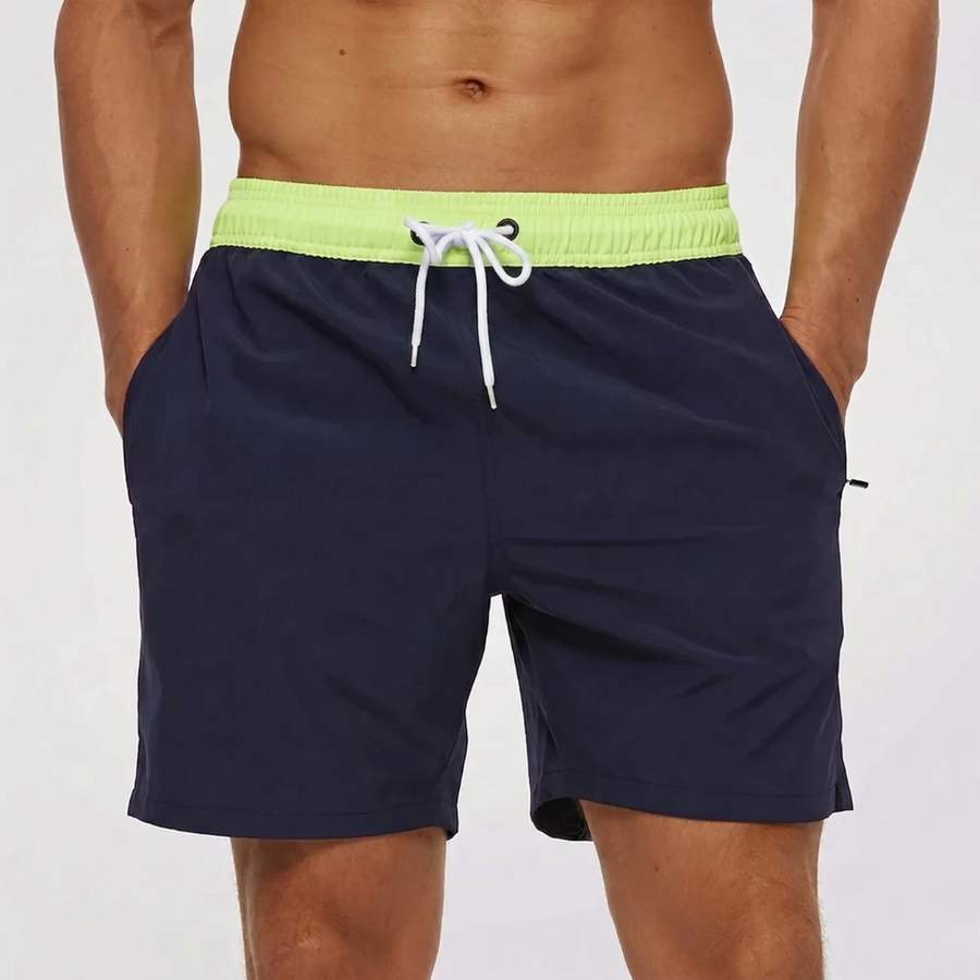 Kurze Herren-Badeshorts mit Kontrastbund