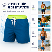 Kurze Herren-Badeshorts mit Kontrastbund