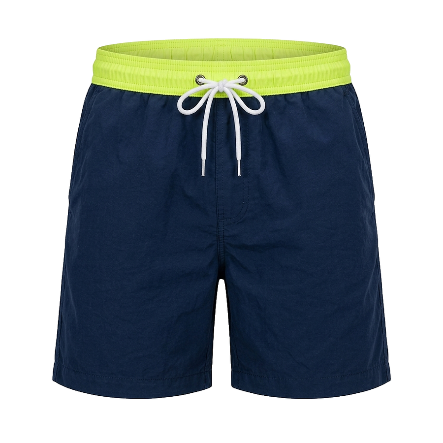Kurze Herren-Badeshorts mit Kontrastbund