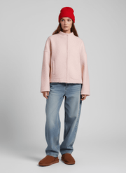 Kurze Teddyjacke Oversized Rosa